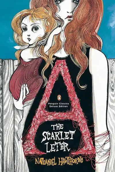 Cover of The Scarlet Letter, with original art by fashion illustrator Ruben Toledo